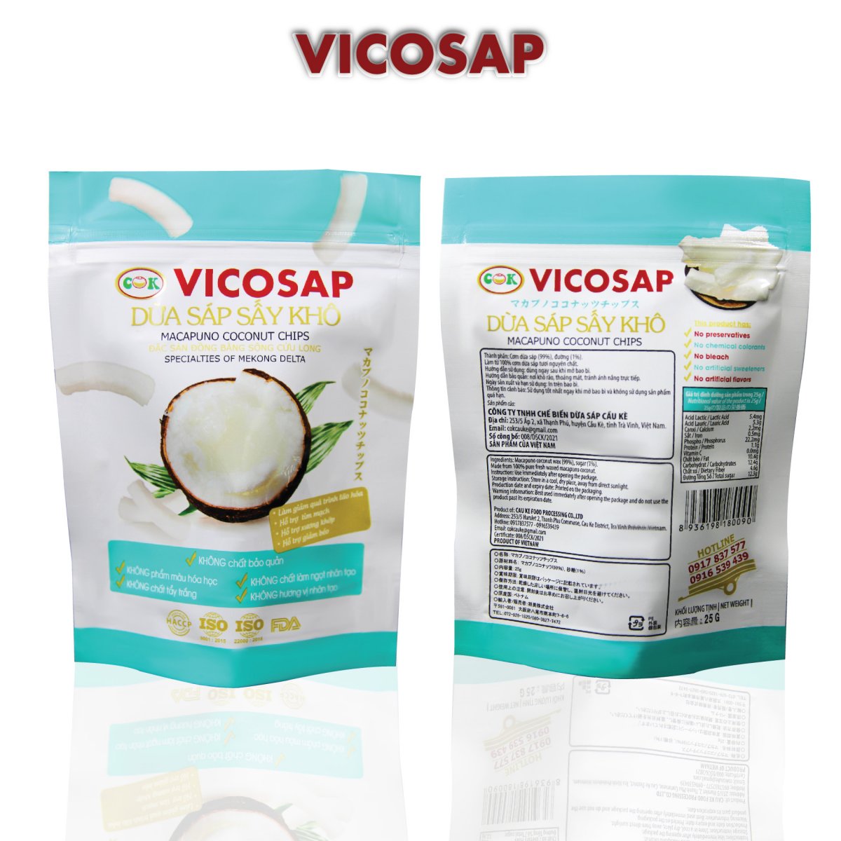 Dừa Sáp Sấy Giòn Tan Vicosap - 25G