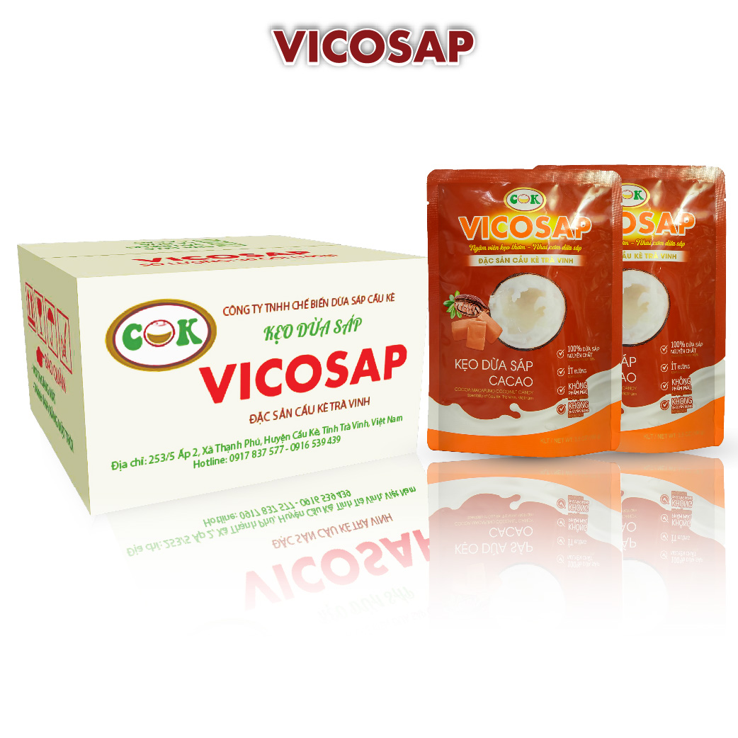 [THÙNG] Kẹo dừa sáp Vicosap (vị cacao) 100g