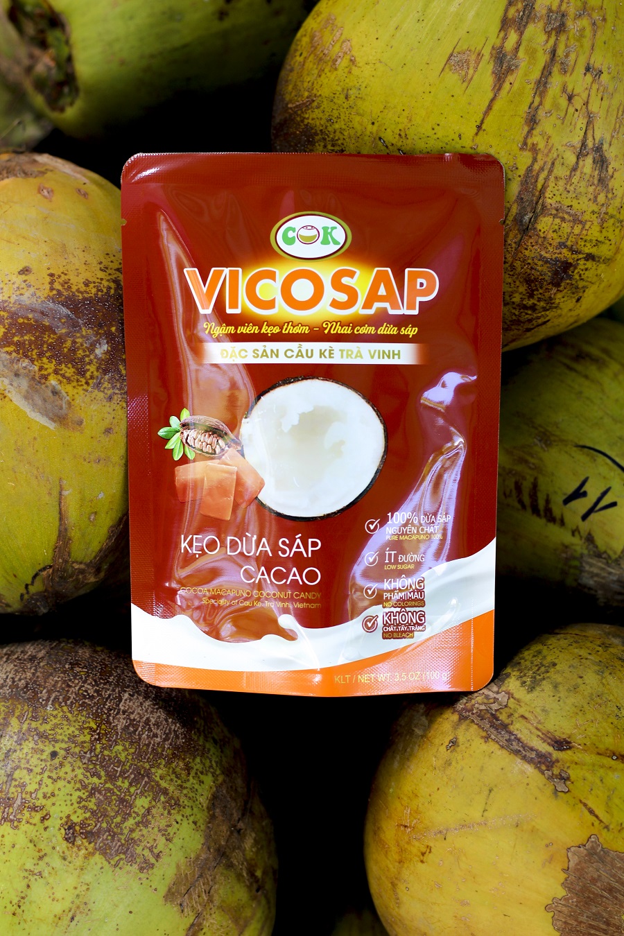 Kẹo dừa sáp Vicosap (vị cacao) 100g