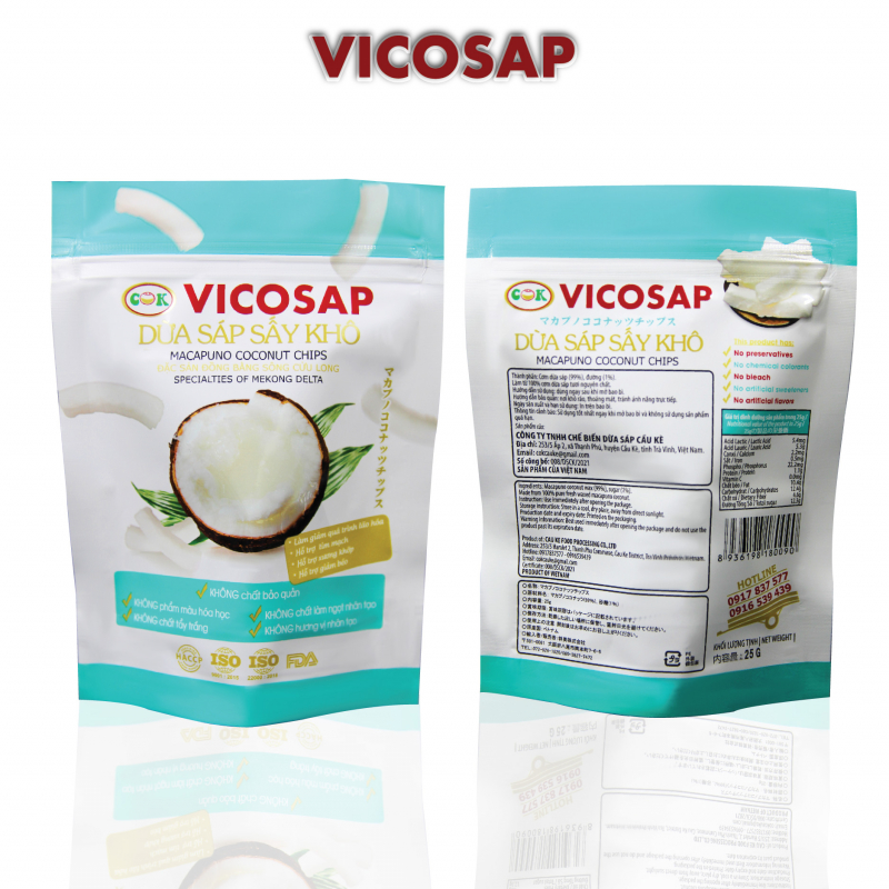 Dừa sáp sấy giòn tan Vicosap 25g (túi)